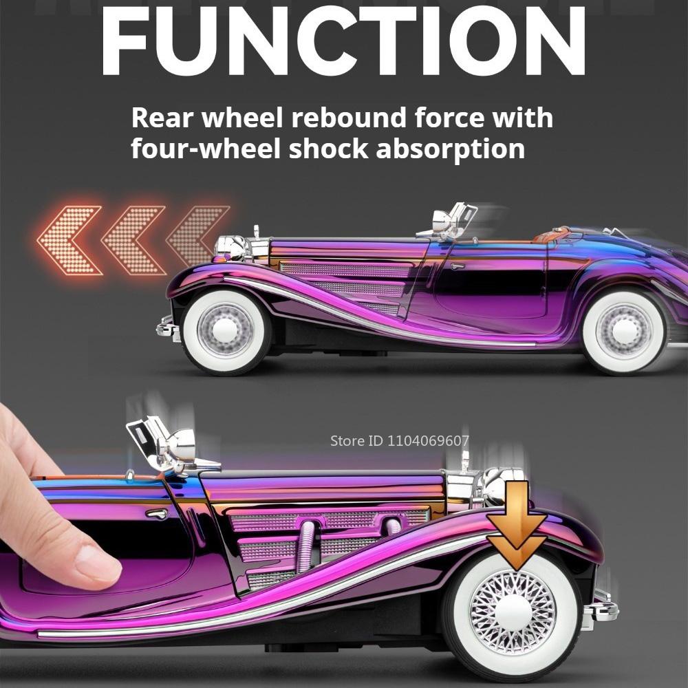 Scale 1:24 500K 300SL Electroplated Car Model Toy Linkage Steering Sound Light Sports Cars Models Boys Office Table Ornament