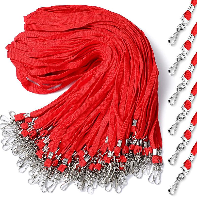 100 Pcs/lot Nylon Safety Lanyards Neck Rope For Card Holder Badge Keychain ID Card  of Black Blue Red Green Landyard