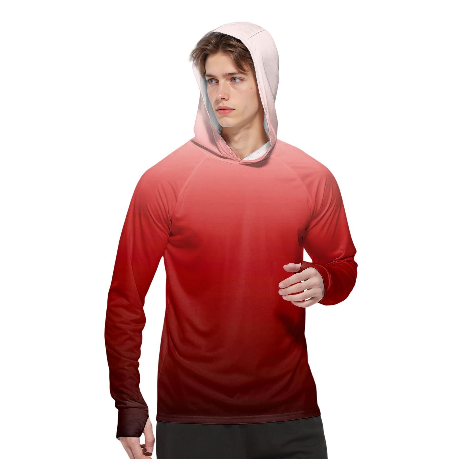 

Мужская модная рубашка с длинным рукавом с принтом и капюшоном SPF/UV XL красный