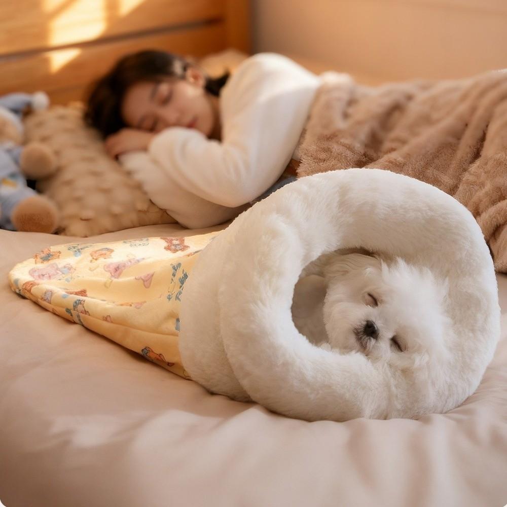 Plush Cat Sleeping Bag 360°Wrap Pet Nest Cozy Pet Snuggle Sack