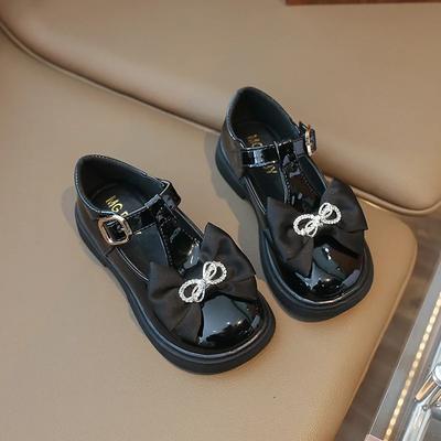 2024 Kinder Lederschuhe für Mädchen Herbst Neue Modische Koreanischer Stil Süße Schleife Weiche Sohle Rutschfest Vielseitige Schuhe