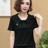 Women's Stylish Cotton T-Shirt with Peter Pan Collar - Summer Slimming & Age-Reducing Design