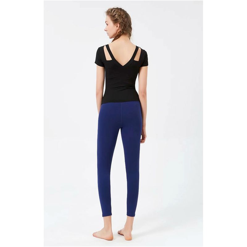 

Женская профессиональная футболка для йоги, облегающая, с коротким рукавом, быстросохнущая, дышащая, эластичная, с нагрудными подушечками, спортивный топ, удобный и легкий в носке Black S