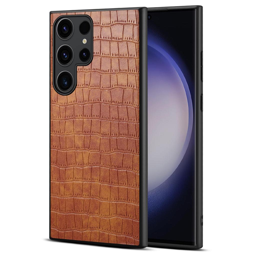 Pro pouzdro Samsung Galaxy S24 Ultra PU+PC+TPU Krokodýlí textura Kryt na chytrý telefon