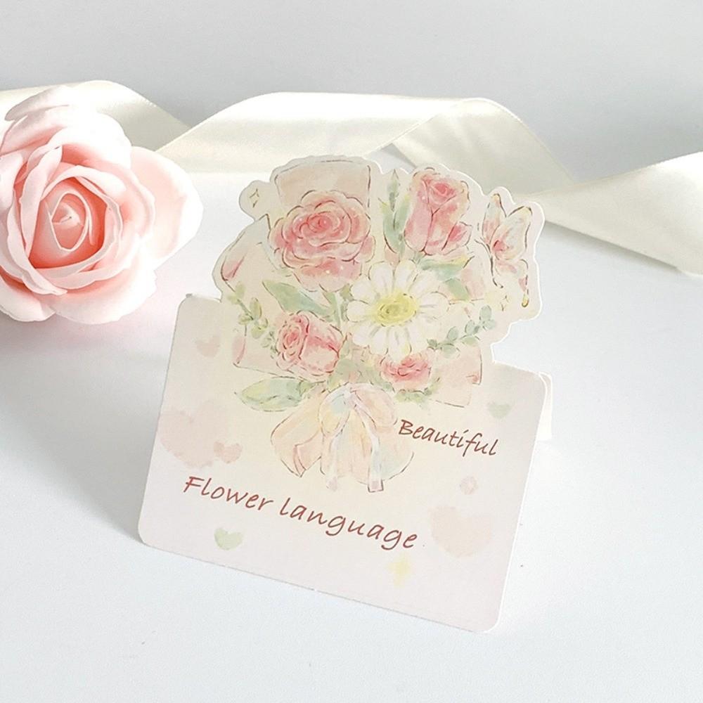 Cute 3D Flower Bouquet Greeting Cards Rose Decoration Cards Message Cards Thank You Card Thanksgiving Gifts