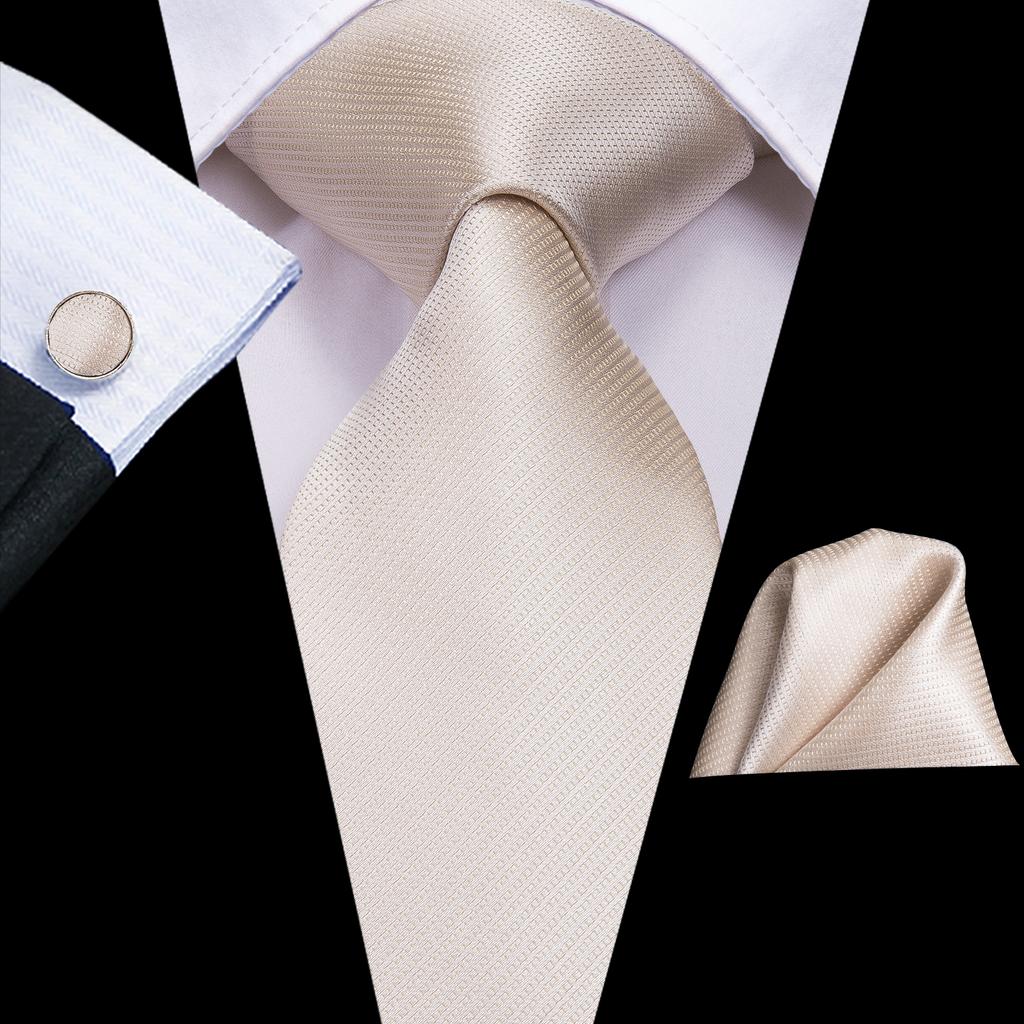 Hi-Tie Floreale Champagne Avorio Cravatta Elegante da Uomo Fazzoletto Gemelli per Smoking Moda Classica Seta Lusso Cravatta per Uomo