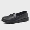 Mocassins de printemps à bout rond et semelle basse de couleur unie: Chaussures en cuir souple imperméables et résistantes à l'huile pour le confort des femmes