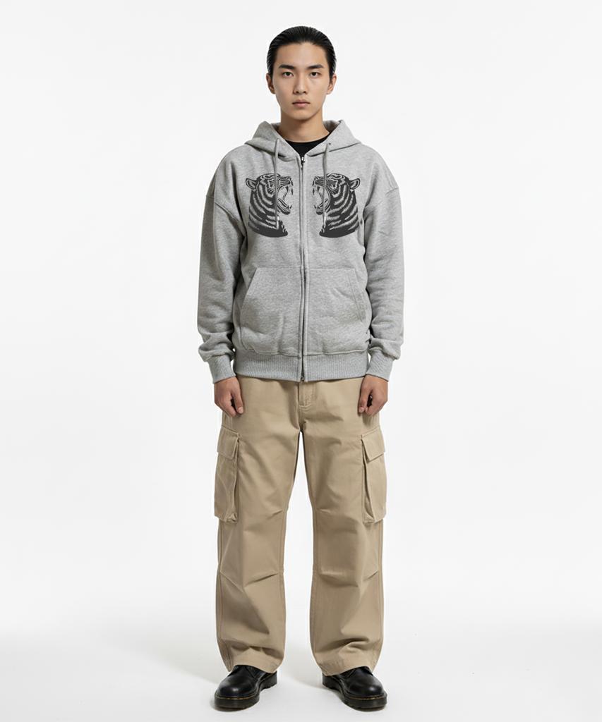 Driftout Çift Delikli Kaplanlar 2 Yönlü Fermuarlı Kapüşonlu Sweatshirt (2 renk)