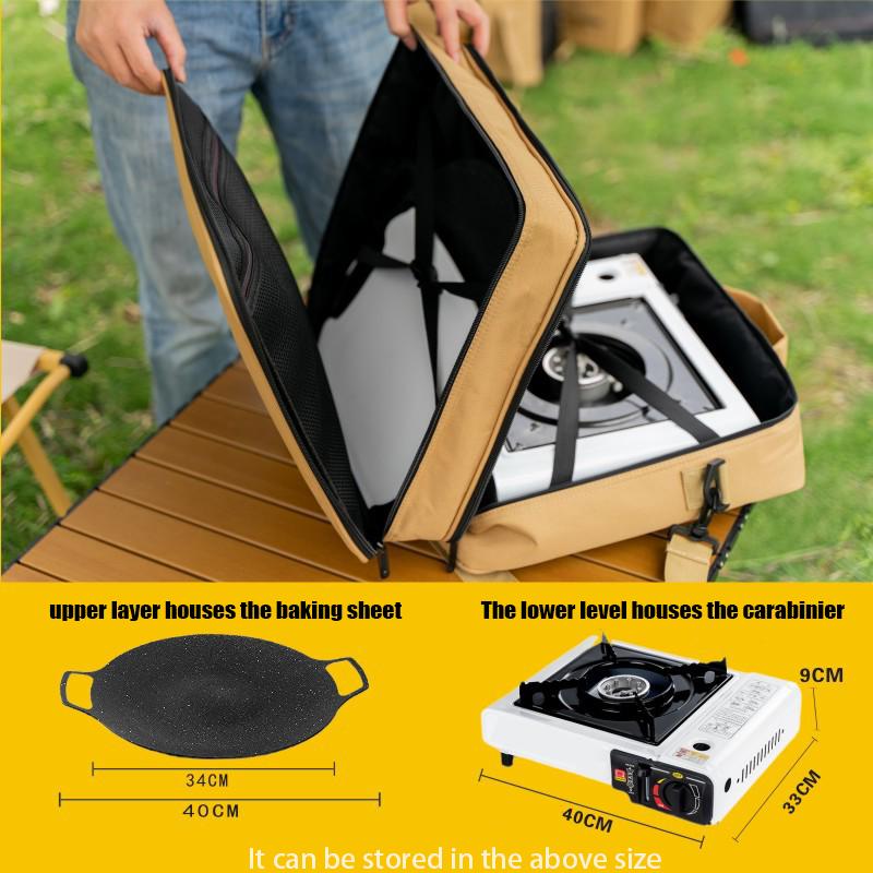 Outdoor Camping Storage Bag Double Layers Multipurpose Cassette Furnace Gas Cylinders Organizer Bags Picnic Camp