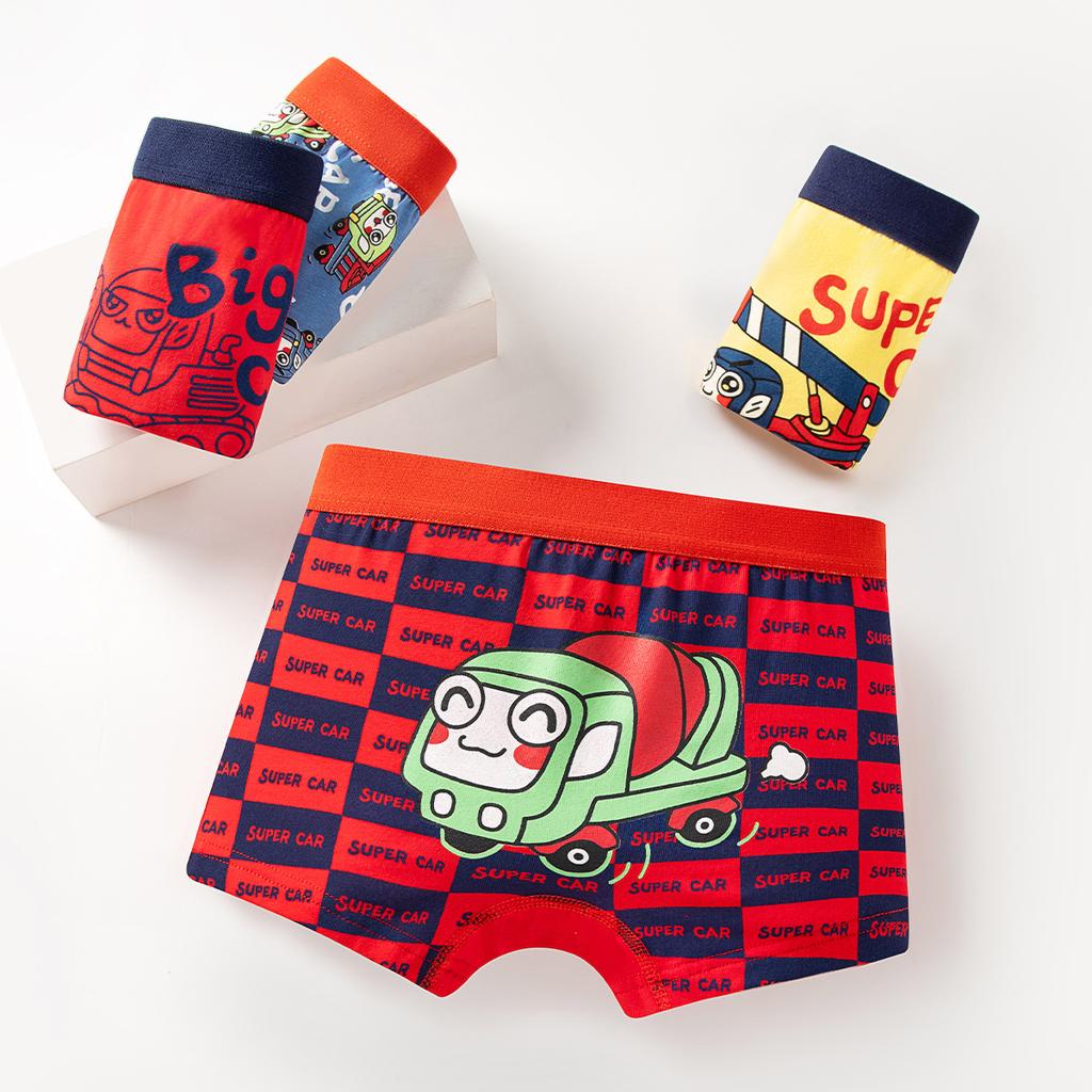 4 Pezzi/Set Biancheria Intima Bambini Ragazzi Cotone Boxer Corti Bambini Cartone Animato Auto Slip Bambino Boxer Traspiranti Slip