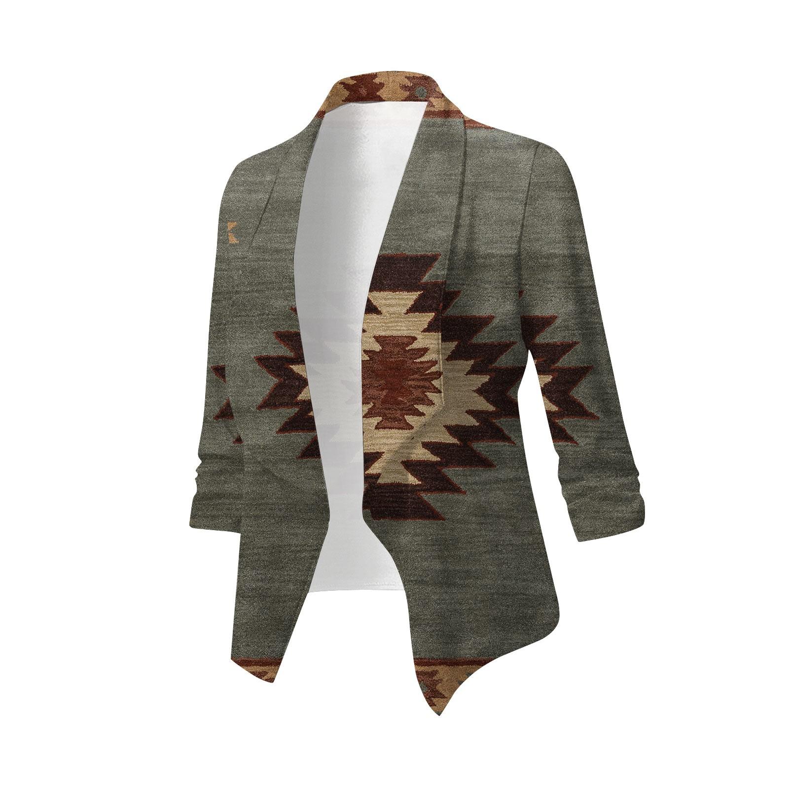 

Женское пальто Work Casual Print Короткий свободный кардиган с лацканами XXL