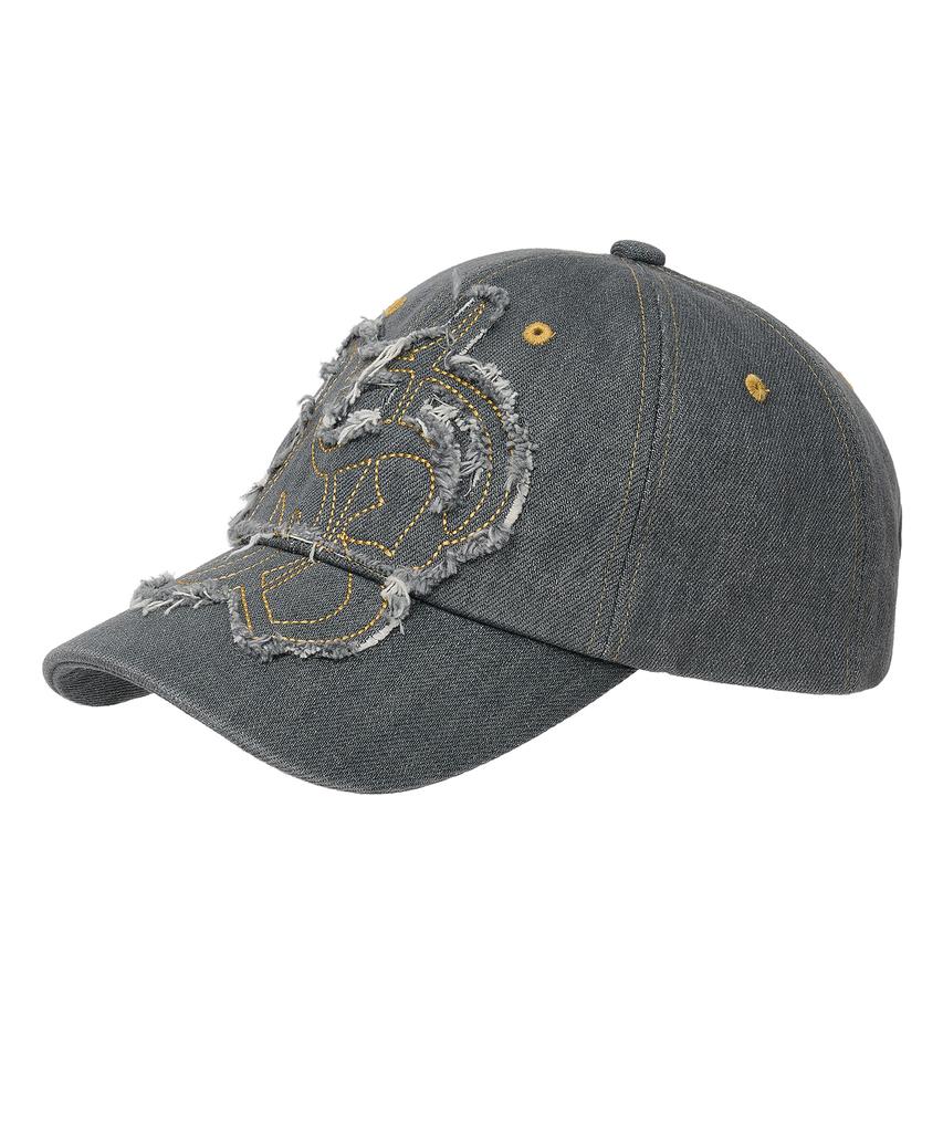 BADEE Applique Faded Denim Cap Charcoal