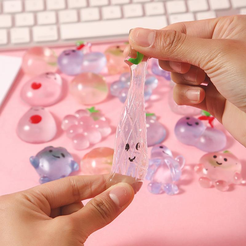 Set Of Squishies 10Pcs Mini Transparent Fruits, Soft Stress-Relieving Toys, Birthday Party Gifts For Children, Prizes For Guests