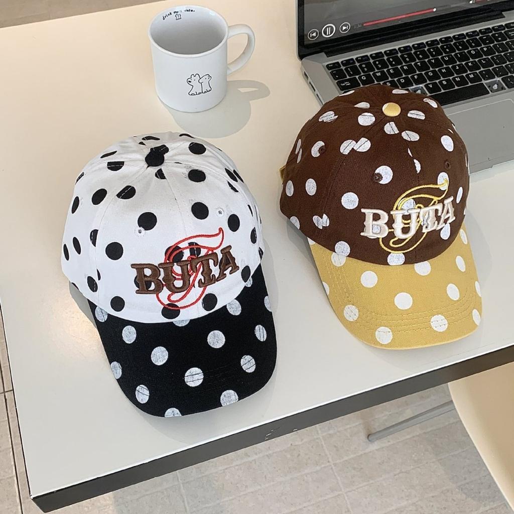 American Retro Polka Dot Baseball Cap Year Contrasting Color Three-Dimensional Embroidery Showing Face Small Sunshade Female Cap
