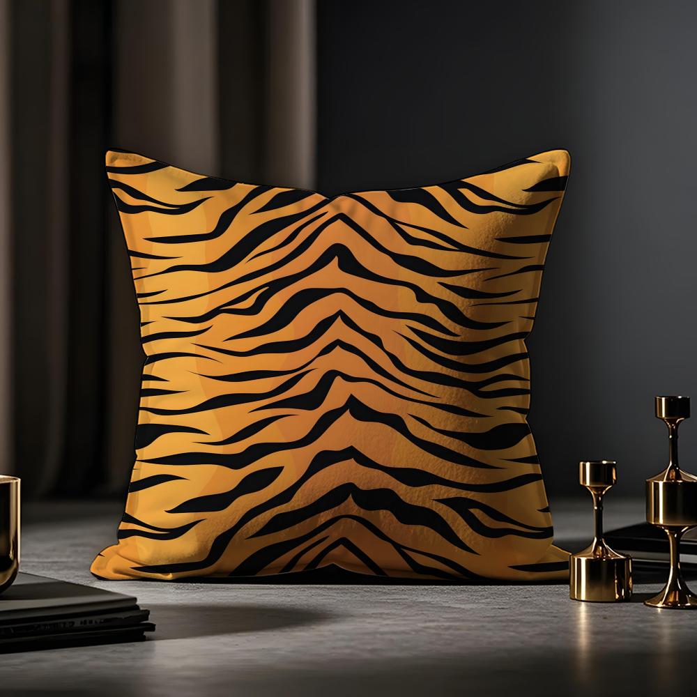 Kissenbezug mit Tigerstreifen Anti-Milben-Kissenbezug Versteckter Reißverschluss Seidiger Kurzflor Sofakissenbezug