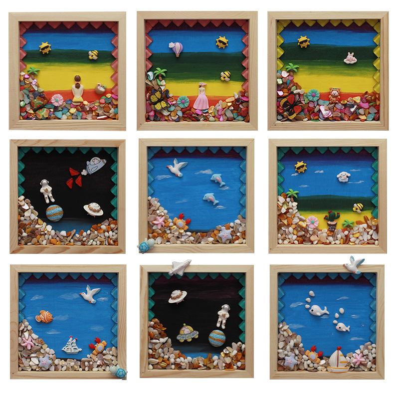 

Фоторамка-коллаж из расписанных вручную морских ракушек: Красочное деревянное настенное панно «Сделай сам» для проектов «родитель-ребенок»