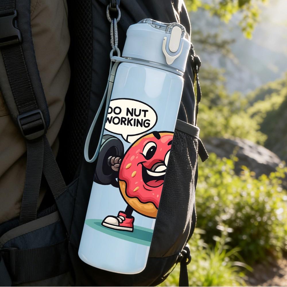 1PC Weight Lifting Gym Cartoon Character Pattern 750ml Color Plastic Sports Water Bottle Leakproof Flip Straw Lid Suitable for Sports Office Home Use