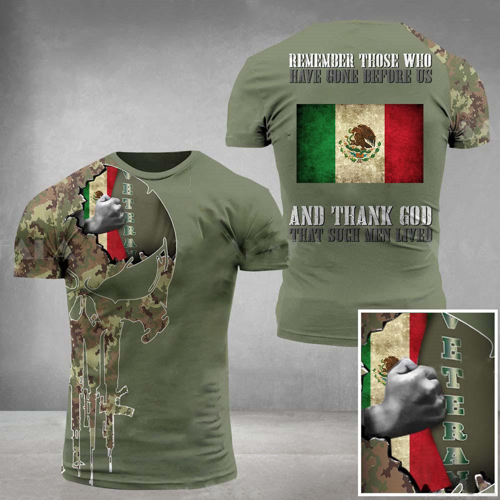 Men's Military 3D Printed Mexican Flag Short Sleeved T-shirt