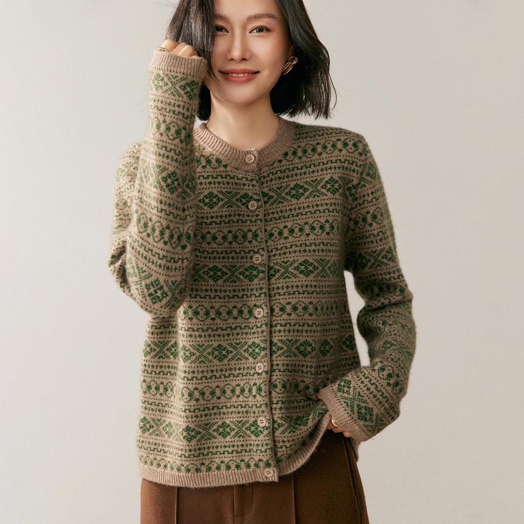 Women's Versatile Cashmere Cardigan - Autumn/Winter 2025, Soft, Comfortable, Warm, Loose Fit, Round Neck Knit Top