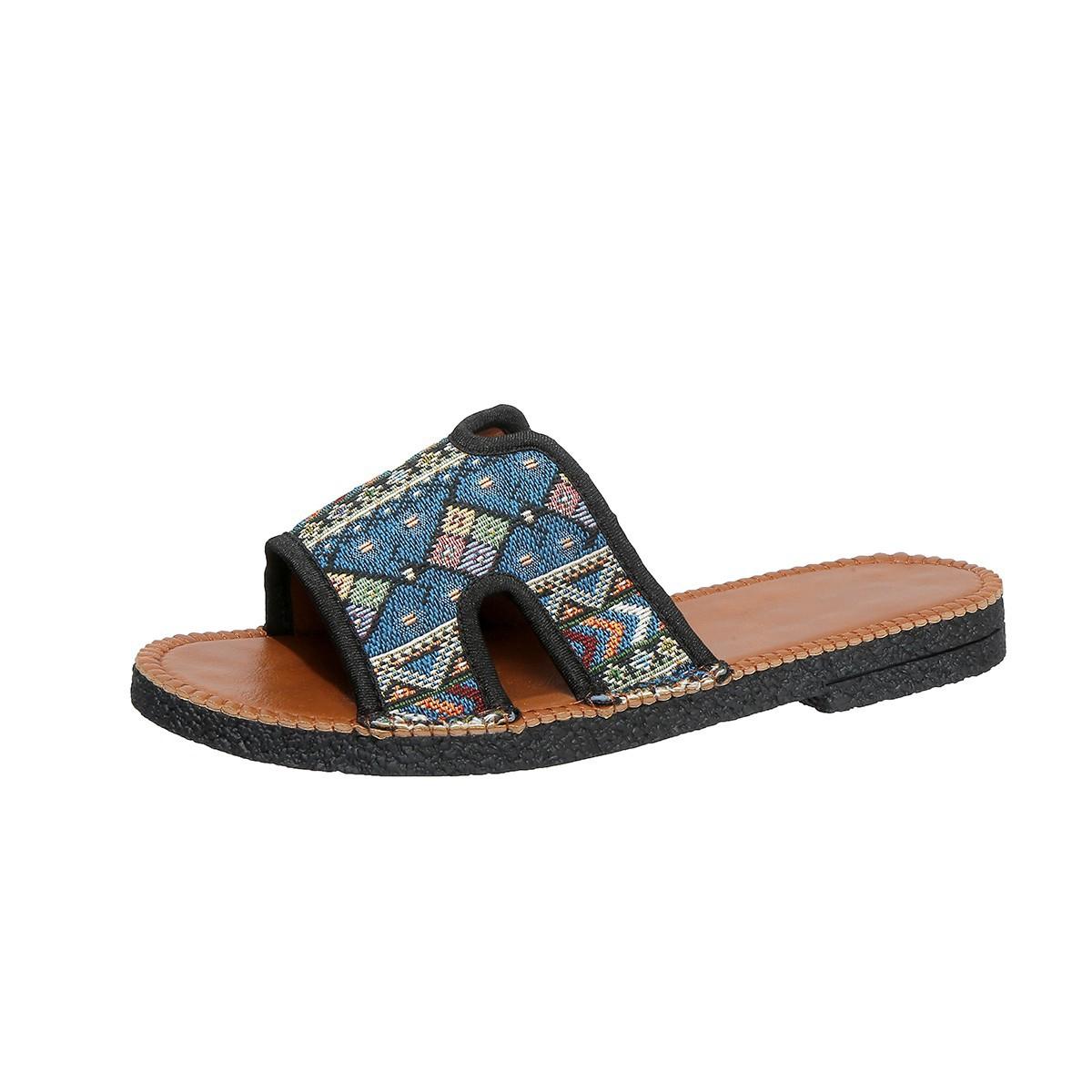 

Прохладные тапочки женские большого размера весенне-летние повседневные для улицы на плоской подошве 43 павлин голубой