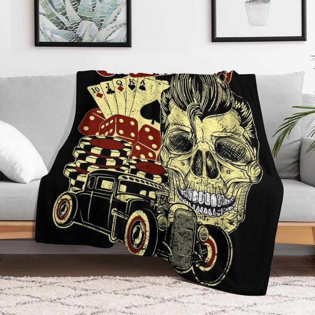 Rockabilly Throw Blanket Cozy Sofa Blanket for TV Watching Napping
