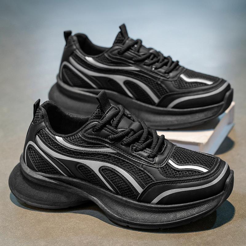 Trendy Brand Men's Shoes 2025 Summer New Mesh Shoes Breathable Thick Sole Heightening Dad Shoes Versatile Sports and Leisure Shoes
