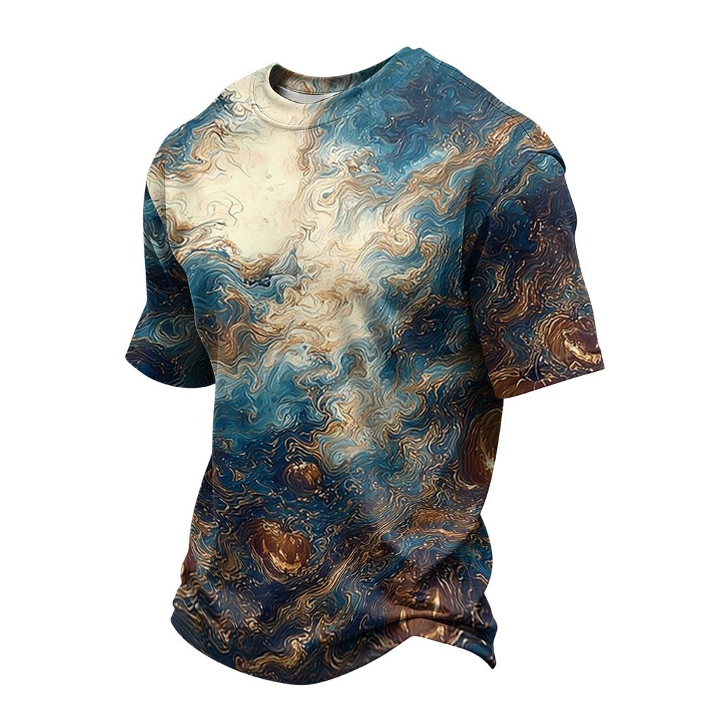 Men's Casual Printed Crew Neck Lightweight Breathable Short Sleeve Top Halloween Themed Graphic Design Comfortable Fit
