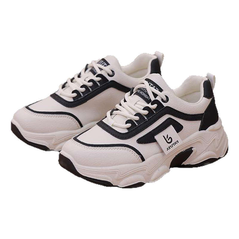 Casual sports shoes Student height increase wear-resistant running shoes Women's new spring platform retro style dad shoes