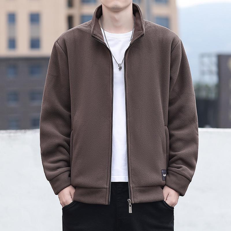 Men's Spring/Autumn Stand Collar Sherpa Fleece Hoodie Cardigan