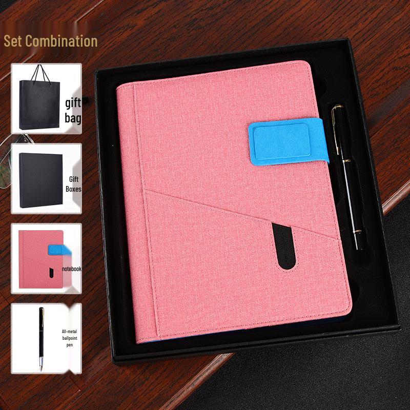 Multifunctional Red Business Notepad with Ins Style for Meetings & Daily Records