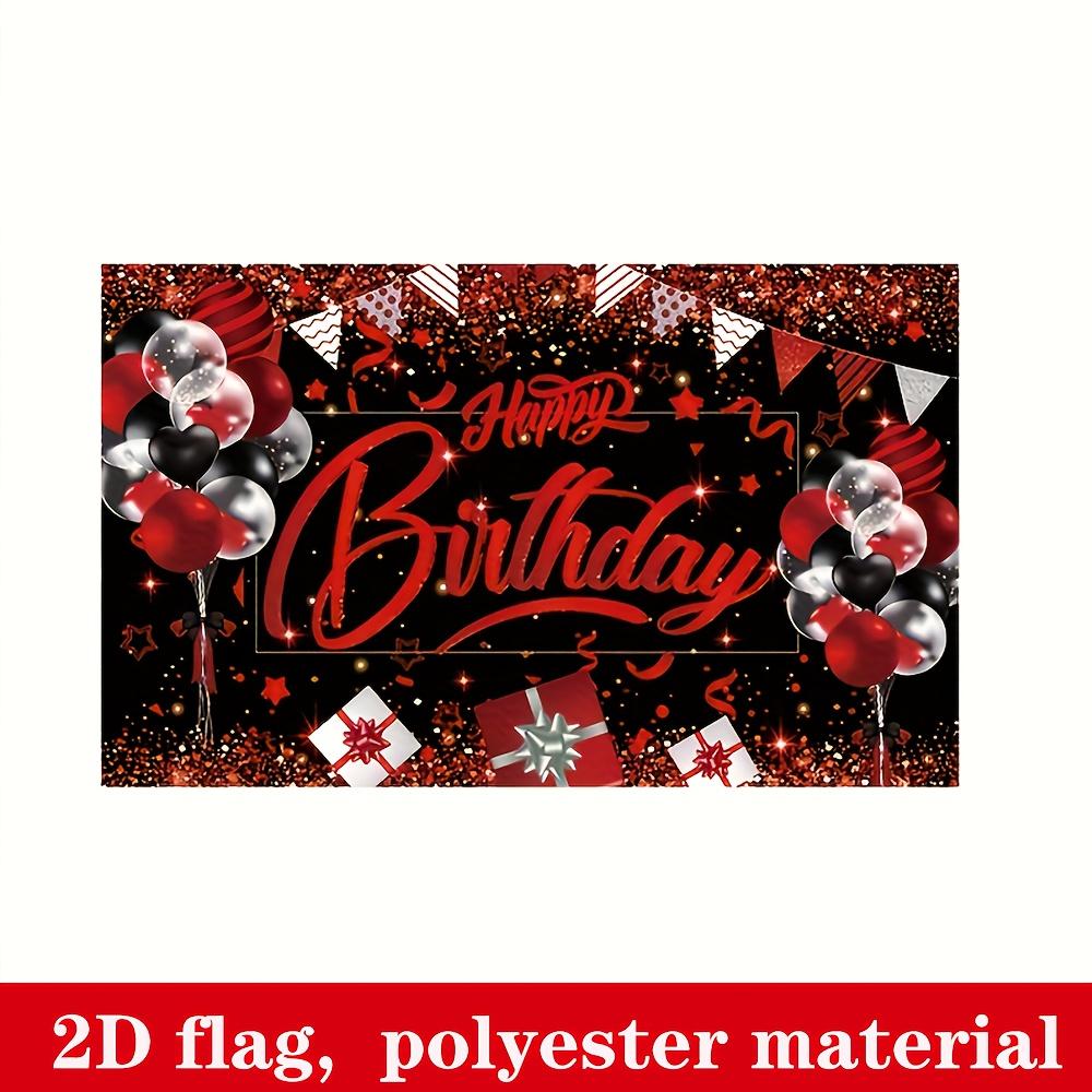 Banner plano 2D elegante negro y rojo fondo de fiesta de cumpleaños banner decoración de fiesta de cumpleaños