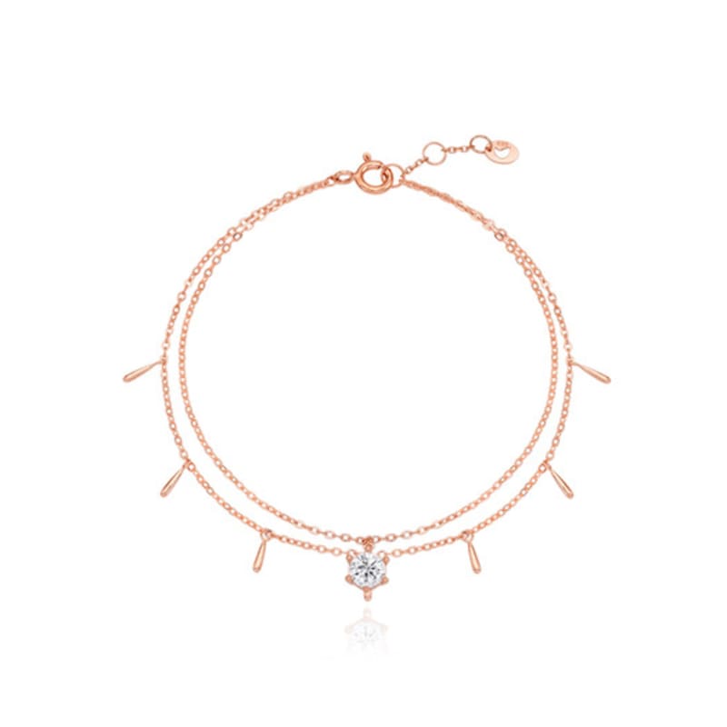 Tirr Lirr Stick Bar Round Cubic Silver Pink Bracelet TBSSVP10671M