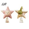 Fabric Star Ornament Christmas Tree Topper Patchwork Plush Stuffed Xmas Handmade Cloth Topper for Winter Holiday Party Home Decor