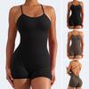 Sommer-Yoga-Strampler für Damen, mit Kreuz-Rücken, ärmellos, hohe Elastizität, dünn, weich, atmungsaktiv, tief ausgeschnitten, U-Ausschnitt, schulterfrei, Mantel, Strand, kurze Sommer-Fitness