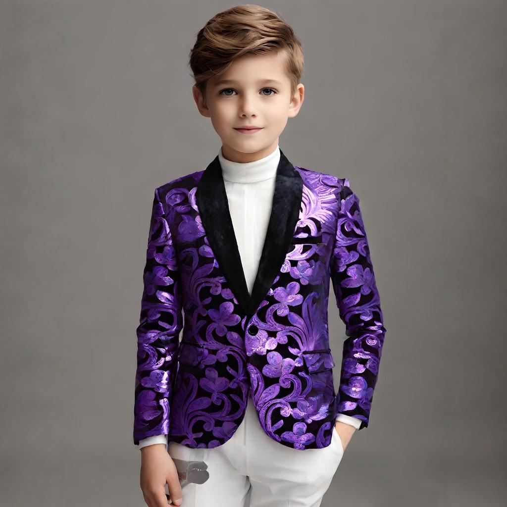 Costume Sacouri cu Paiete Aurii Strălucitoare cu Model Floral pentru Băieți