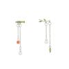Vintage Women Korean Bamboo Dangle Drop Earrings Pearl Asymmetric Earrings Fashion Jewelry