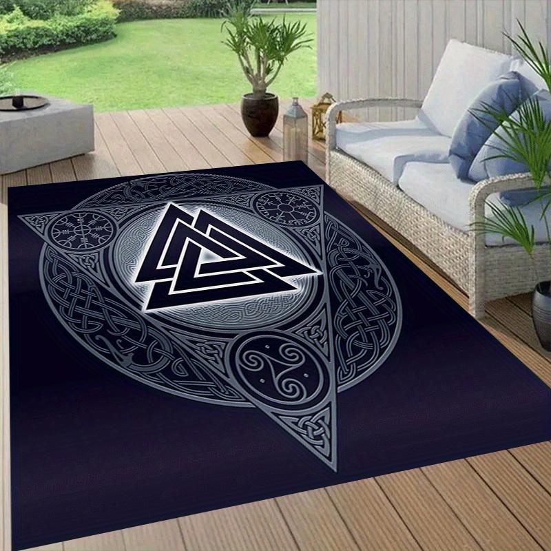1pc Viking pattern Print, Design Indoor Area Rug - Soft, Anti-Slip, and Durable Gaming Room Decor for Bedroom, Living Room