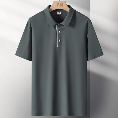 Polo da uomo a maniche corte in seta di ghiaccio, estiva, sottile, ampia e senza cuciture, a mezza manica