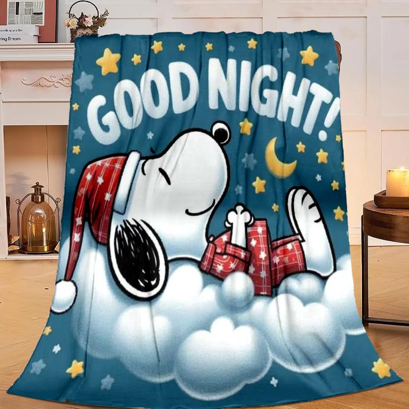 1PC Cute Dog Dreams Under Stars Flannel Blanket Gift, Suitable for Both Men And Women, Soft Ideal for Beds And Sofa, Birthday Or Christmas Gift