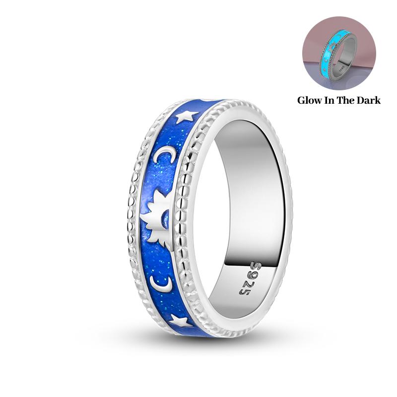 Rings 925 Silver Star Moon Colorful Sparkling Zircon Simple Rings For Women Exquisite Wedding Engagement Birthday Jewelry Gifts