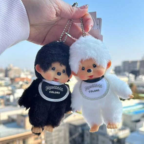 2025 13cm Monchichi Carino E Divertente Capelli Colorati Base Classico Ciondolo Modello Giocattolo Morbido Bambini Adulti Compleanno Regali per Bambini