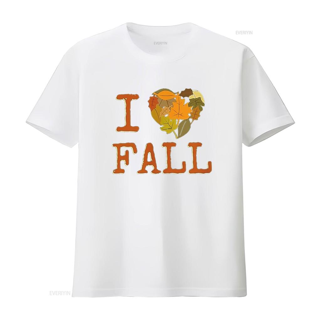 Mens I LOVE FALL for Lovers of Autumn and Falling Leaves T Shirt Black 2XL Vintage Washed Comfortable Slightly