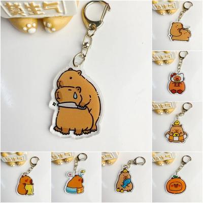 Cartoon Capybara Capybara Acrylic Keychain Acrylic Kapibala Keyrings  Unisex