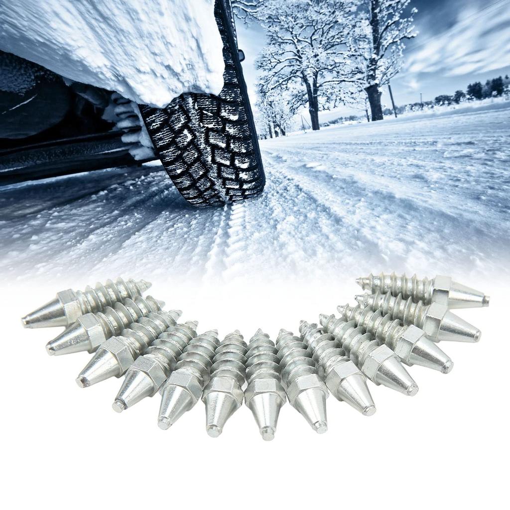 50 Snow Tire Spikes, Wheel Tire Studs, Anti-Slip, Strong Grip, for Loaders, Skids, Steers, Tractors, Forklifts, and Motorcycles