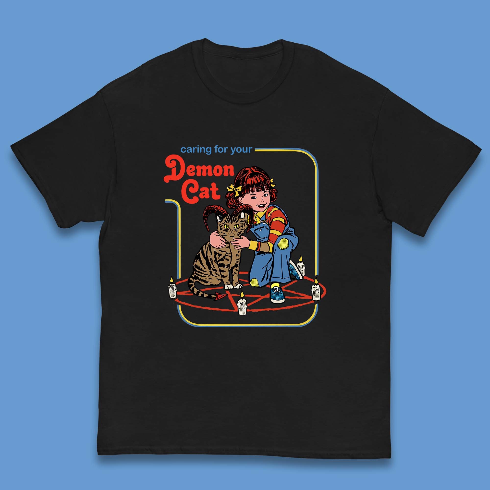 

Caring For Your Demon Cat Creepy Incantation Halloween Aesthetic Cat Kids T Shirt 160