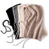 Women's 100% Wool Knitted Drawstring Cap Solid Color Ear Neck Protection Hiking and Cycling Soft Fashionable Cozy for Winter