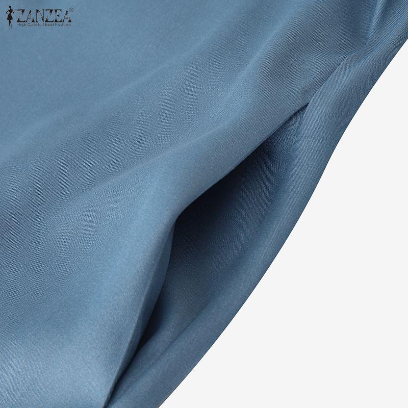 ZANZEA Women Casual V-Neck Solid Color Loose Long Sleeve Long Maxi Dress