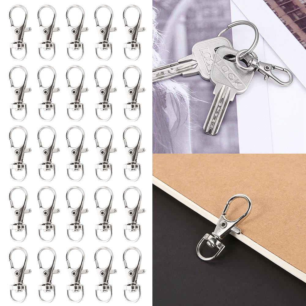 25Pcs Swivel Lobster Clasp Stainless Steel Swivel Keyrings Clasp Portable D Ring Snap Hook for Jewellery DIY Puppy Chain Key Bag