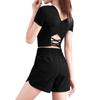 Damski Zestaw do Porannego Biegania i Jogi Szybkoschnący - Lekkie Szorty i Top z Krótkim Rękawem