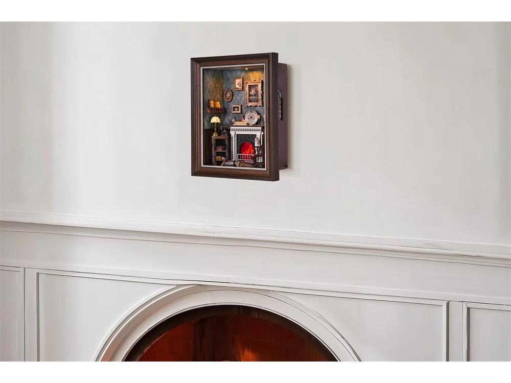 Handgjord DIY 3D Stuga Öppen spis Fotoram - Kreativ Gåva & Väggdekoration